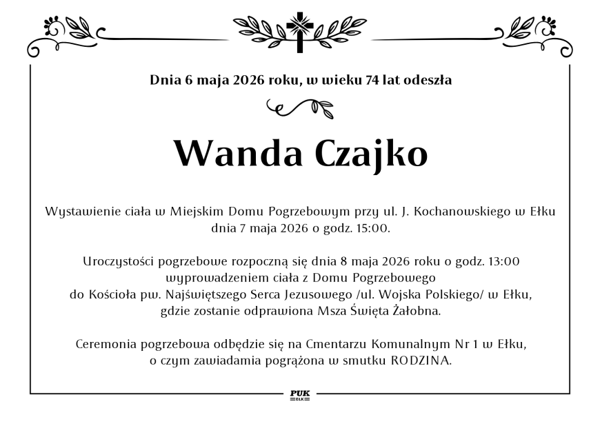 Wanda Czajko - nekrolog